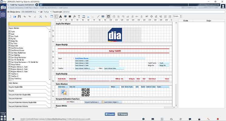 DİA Satış Teklif Ekranı DİA Satış Teklif Ekranı