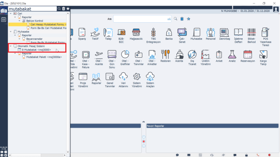 DİA Mutabakat Ekranı
