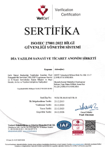 dia yazilim 27001 ISO sertifikasi